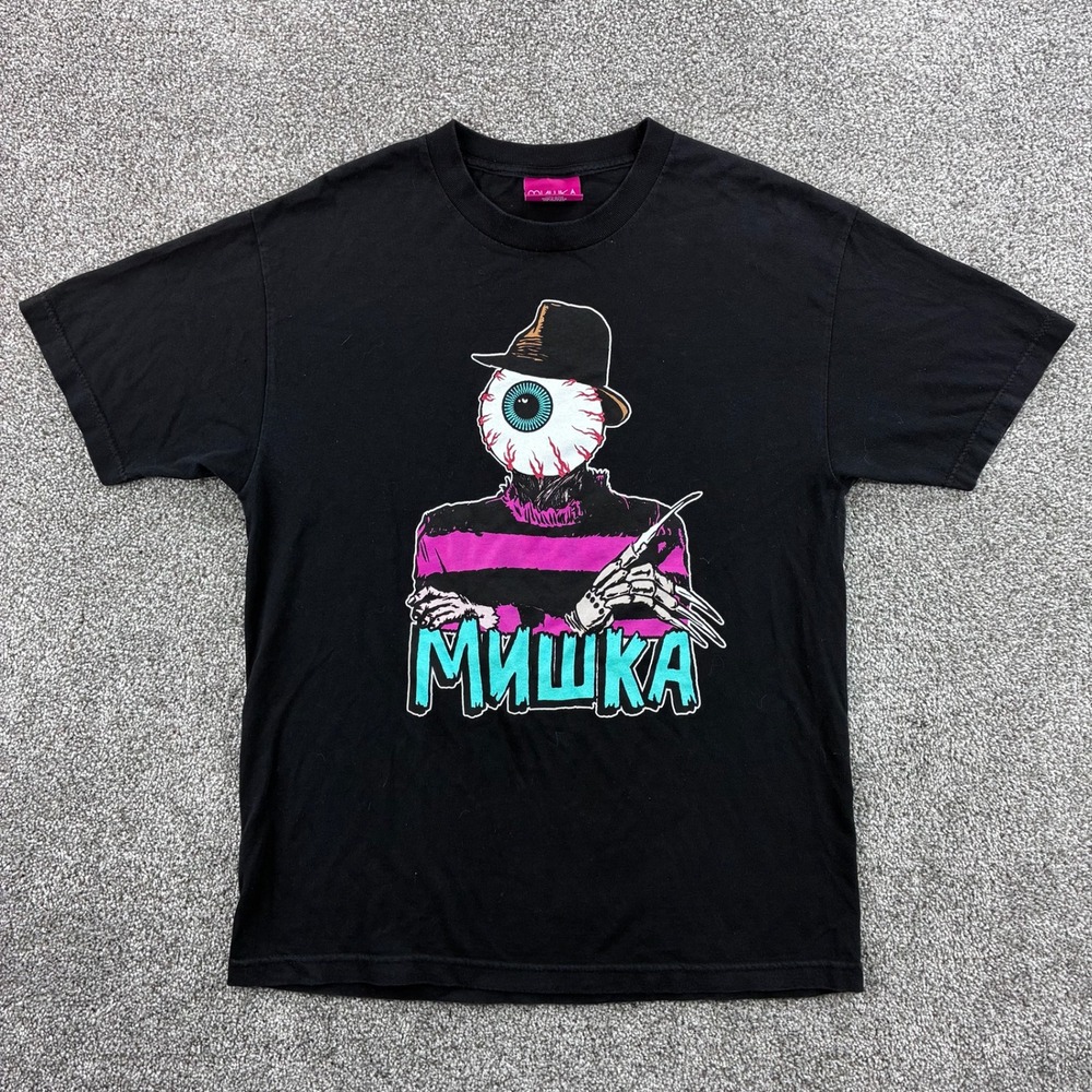 Mishka Shirt Mens Large Black Freddy Krueger Eyeball MNWKA Streetwear Tee